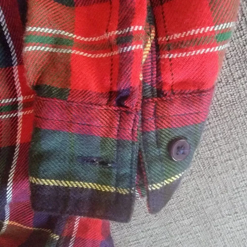 Justice “Perfect Plaid” Women's Red & Blue Flannel Long Sleeve Button Down Shirt